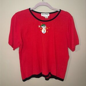 Vintage Jack B. Quick Christmas Holiday Snowman Ugly Sweater Shirt Large Grandma